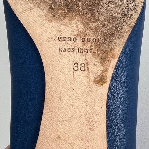 Blue Leather Women's Flats - Picture 5 of 8